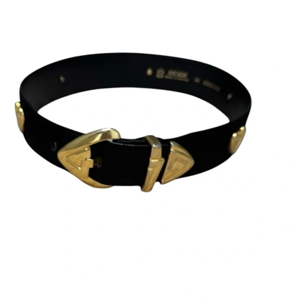 Vintage Escada Suede Leather Heart Black and Gold Women's Belt